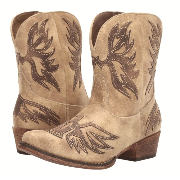 Roper Shoes - NIB Roper Brand Amelia Brown & Tan Eagle Ankle Boots Sz 10